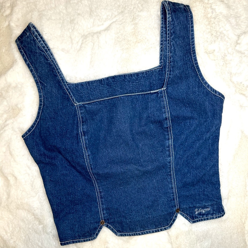 🔥HOT Vintage 90s Y2K Yaga Girls Dark Blue Denim Milkmaid BRATZ Doll Bustier Top